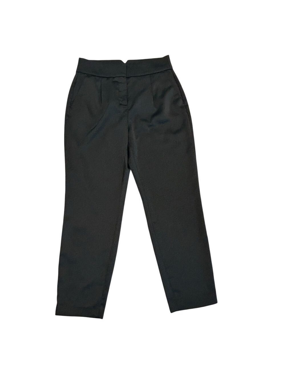 RW&CO women black satin high rise Slim tapered ankle length pants 8 NWOT classy